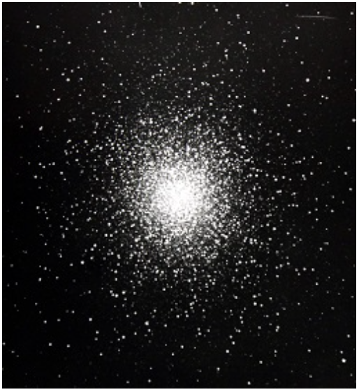 Photograph of globular cluster M13 taken by one of Hogg’s mentor J.S. Plaskett in 1919. Hogg studied this cluster many times throughout her career.