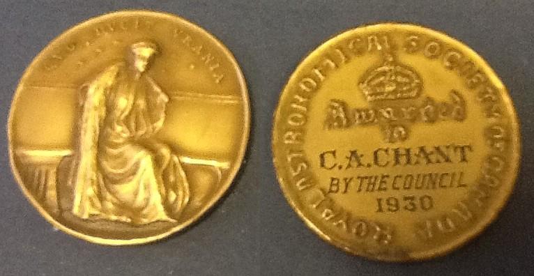 Medal Awarded to C.A. Chant