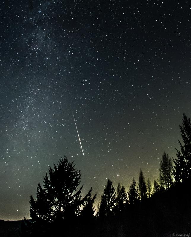 Meteor and Milky Way over Timberwolf