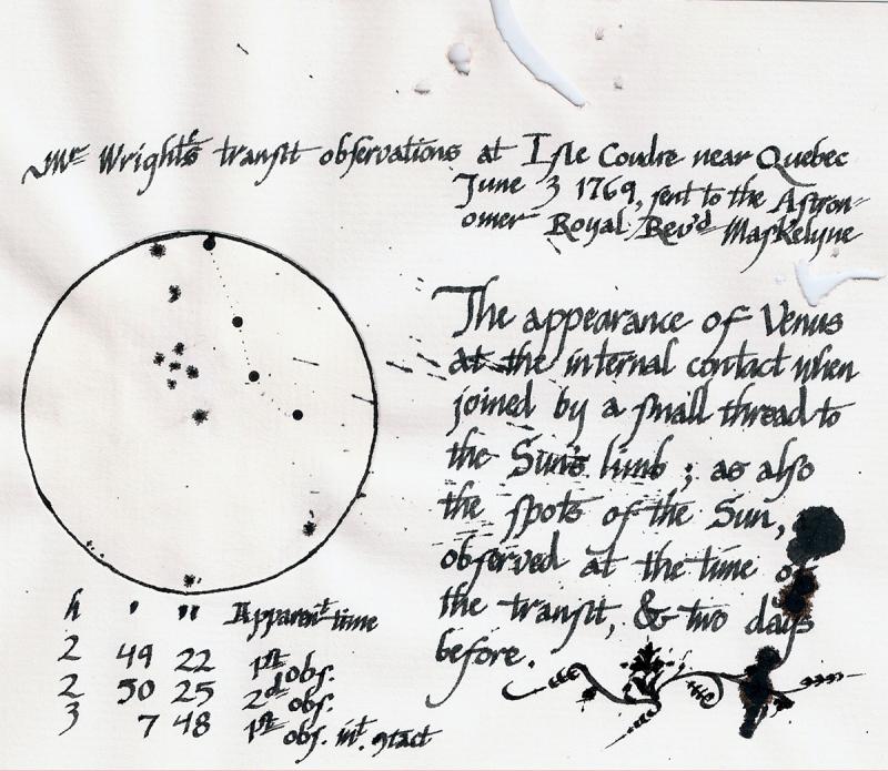 Thomas Wright&#039;s 1769 transit observations at Île aux Coudres, Lower Canada