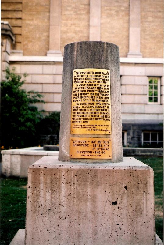 Original Transit Pillar Marking the 1882 Site of the Toronto Magnetic and Meteorological Observatory